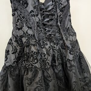 Gothic Lolita Lace Damask Corset Mini Skirt Black XS
